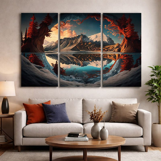 Twilight alpine Landscape - 3 Panel Wall Art - #3SA018
