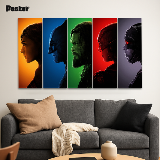 Justice League 'United Heroes' 5-Panel Canvas Art Set #S017
