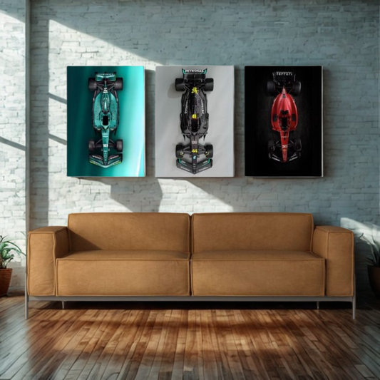 Mercedes & Ferrari Formula 1 Car 3-Piece Framed Poster Set - #P041