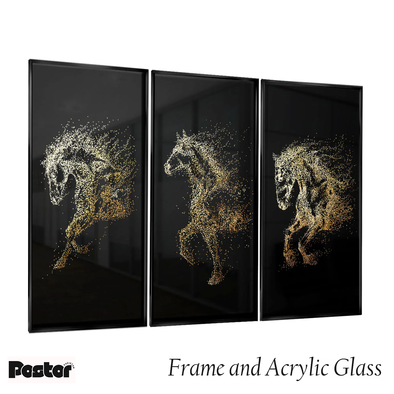 Trio of three Shining Horses - Set of 3 Frames #P108