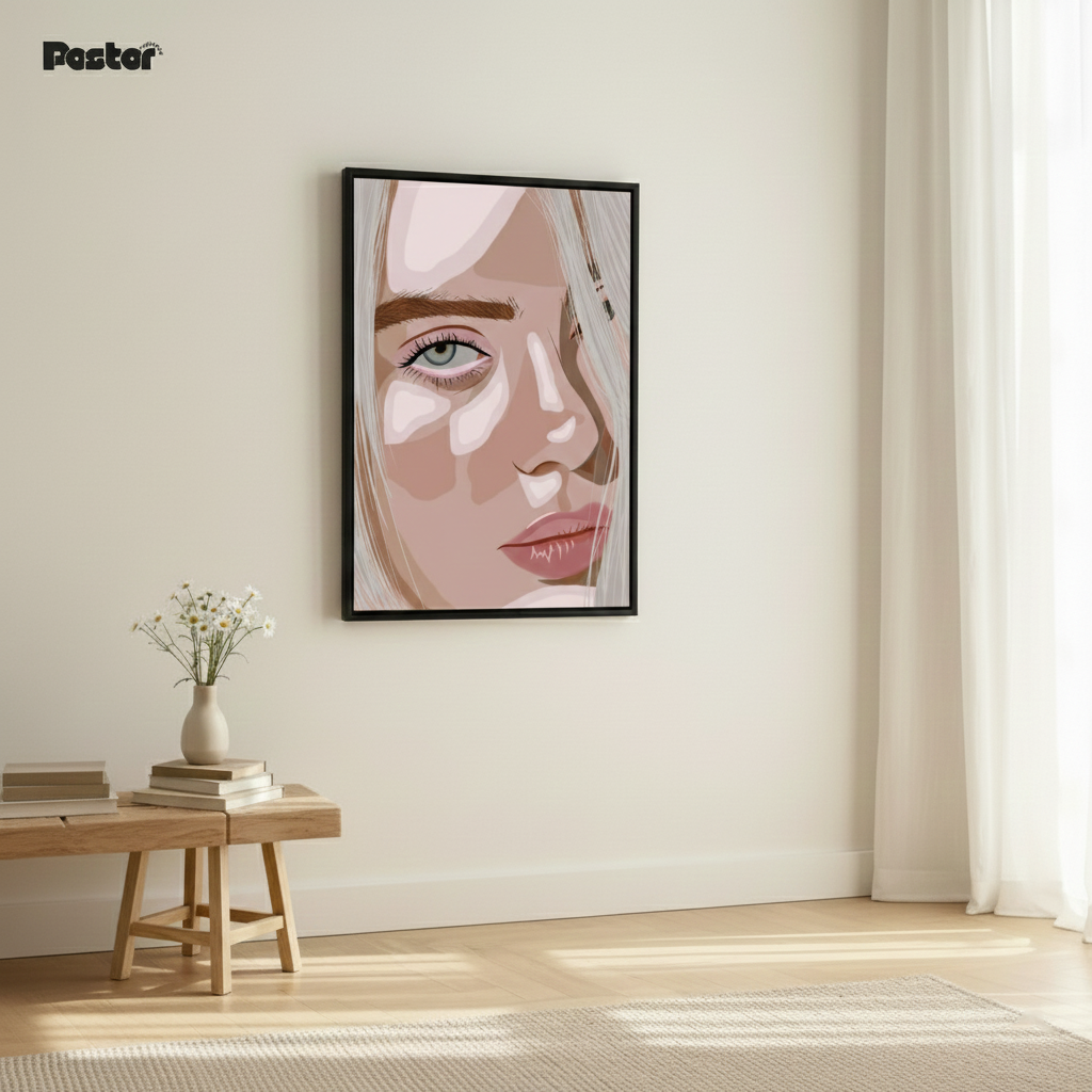 Minimalist Vector Art of Woman with Blonde - Framed Poster #P113