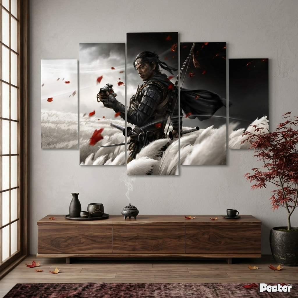 The Ghost of Tsushima | Jin Sakai Samurai Legend 5-Panel Split Canvas Art #S028