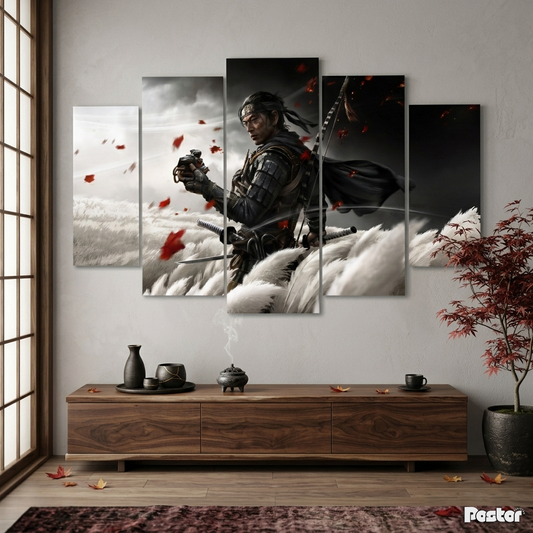 The Ghost of Tsushima | Jin Sakai Samurai Legend 5-Panel Split Canvas Art #S028