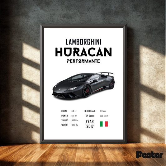 Lamborghini Huracán Evo Framed Art Poster - #P056