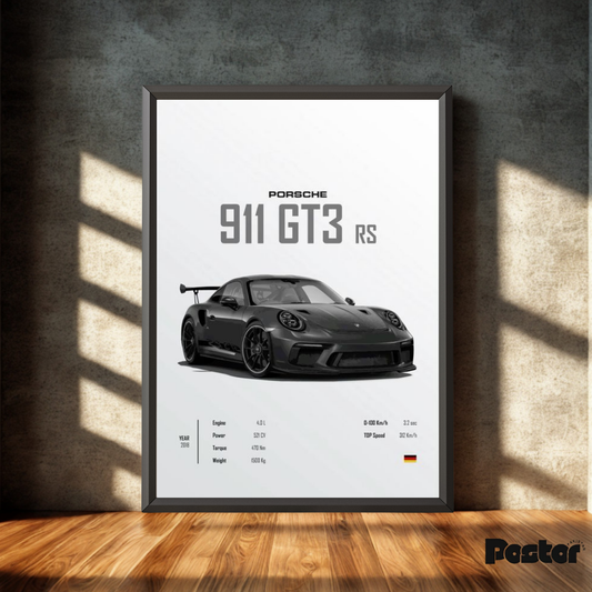 Porsche 911 GT3 RS Vehicle Specs Framed Poster - #P054