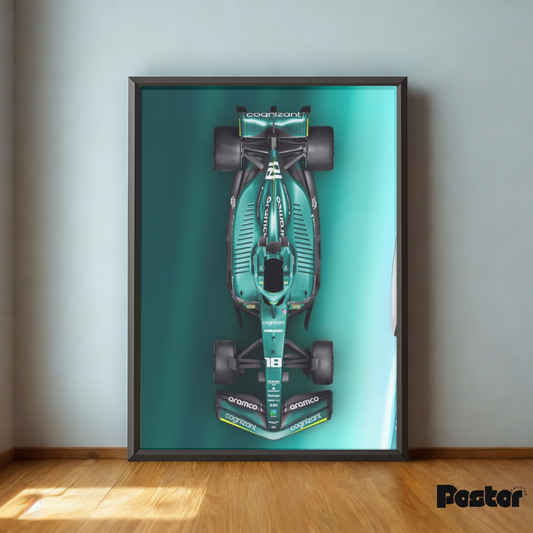 Aston Martin Aramco F1 Car Top View Framed Art Poster - #P042