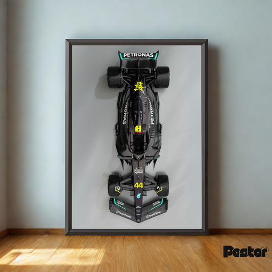 Mercedes-AMG Petronas F1 Car Top View Framed Art Poster - #P043