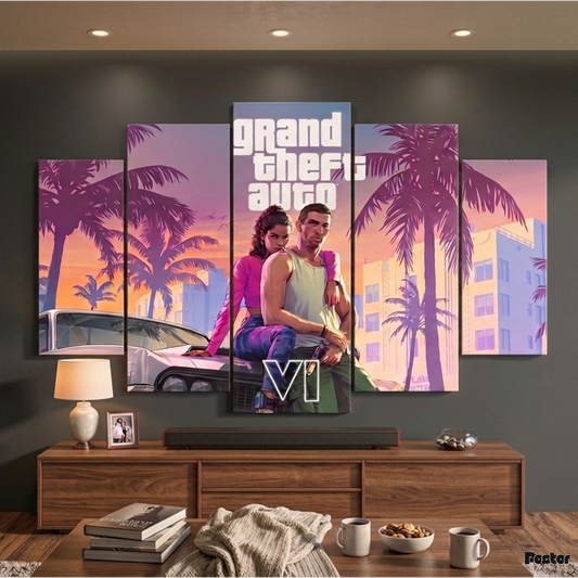Vice City Nights | Grand Theft Auto VI (GTA 6) 5-Panel Split Art #SO30
