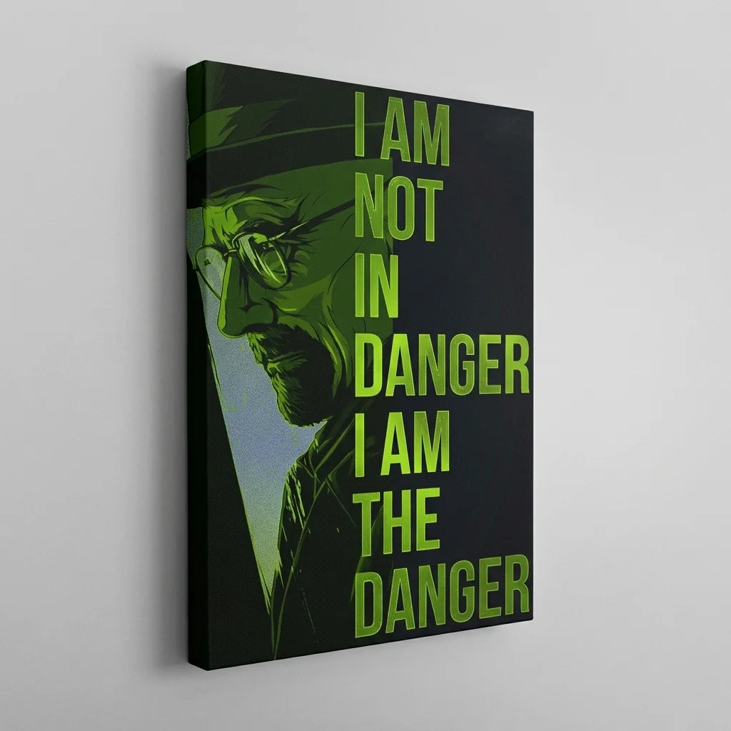 Canvas print with a stylized portrait and text on a gray background