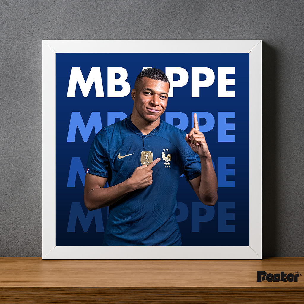 Kylian Mbappé Typography France National Team - Framed Poster - #P098