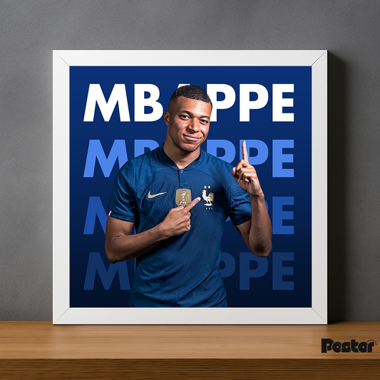 Kylian Mbappé Typography France National Team - Framed Poster - #P098