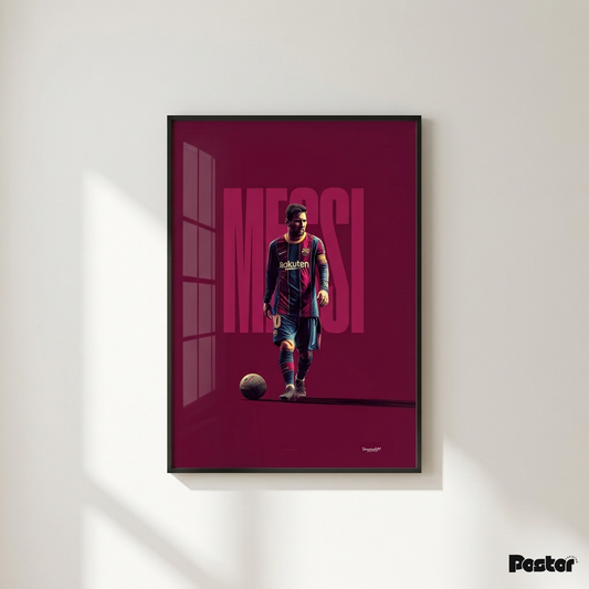 Lionel Messi Burgundy Dribble Wall Art