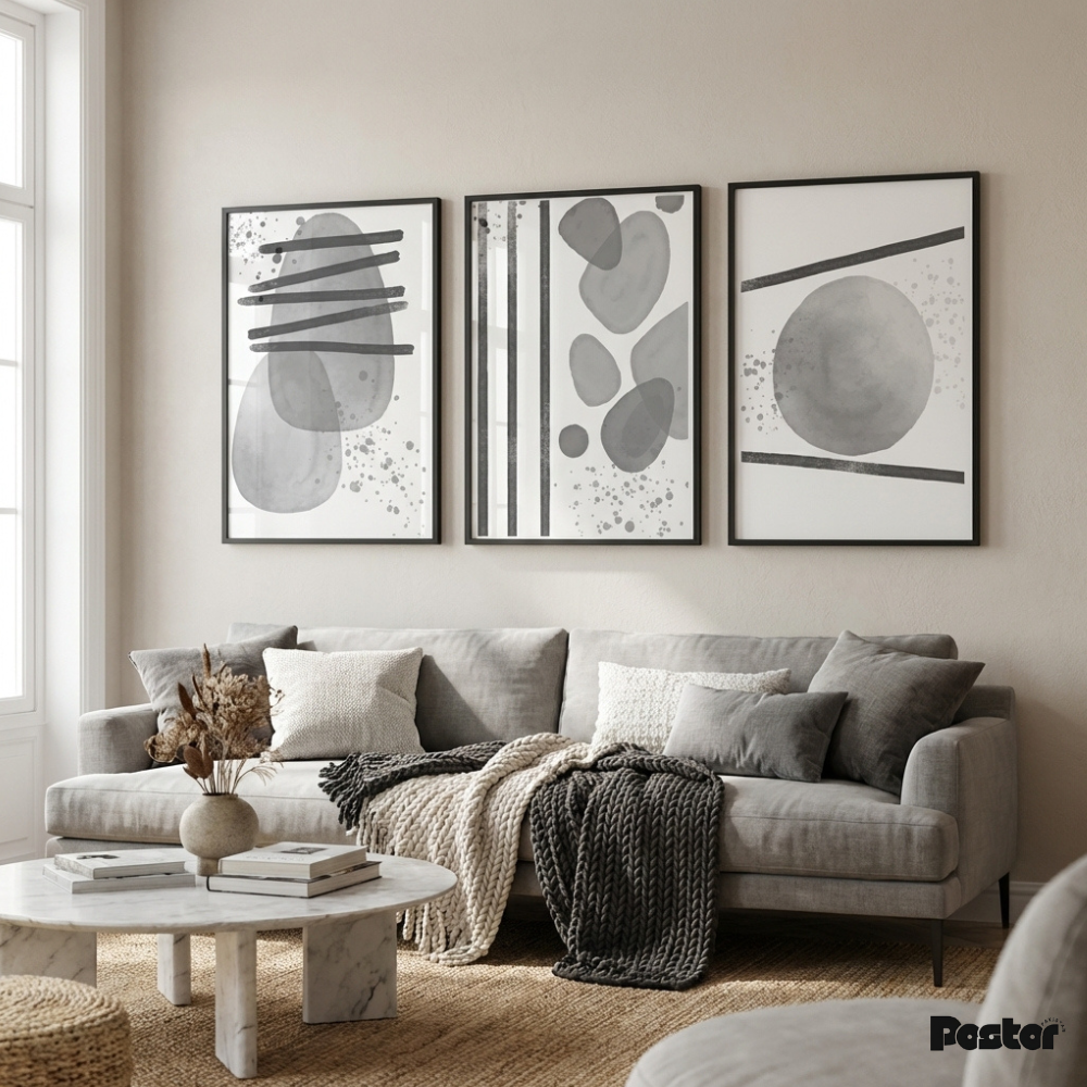Minimalist Monochrome Abstract Wall Art Set