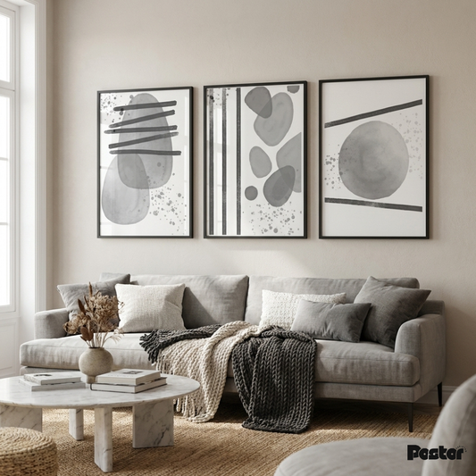 Minimalist Monochrome Abstract Wall Art Set