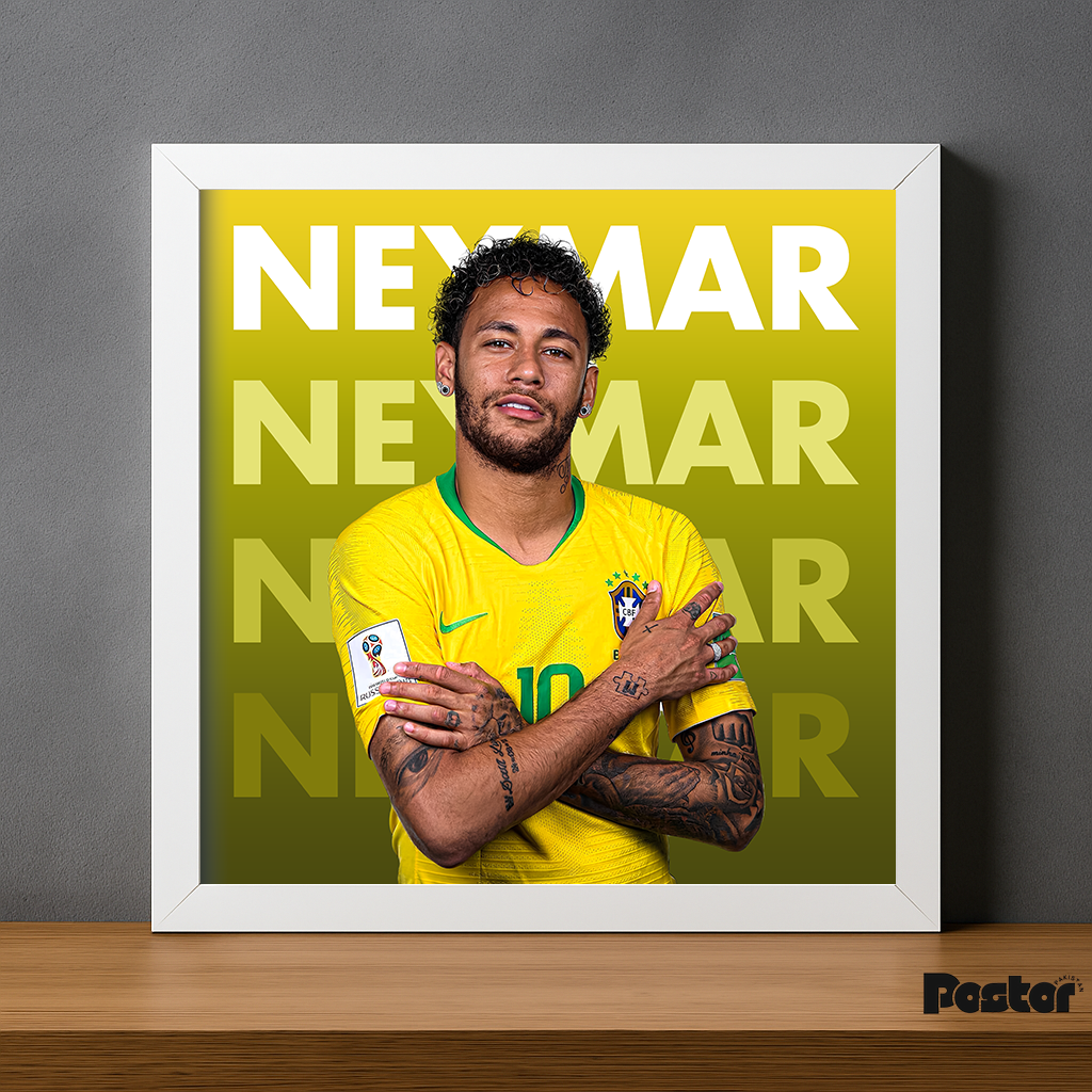 Neymar Brazil National Team Typography Framed Poster - #P101