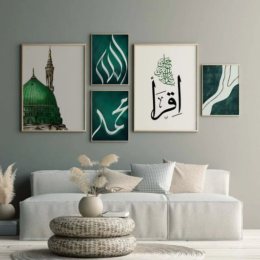 Living room with a gray sofa, decorative pillows, and framed artwork on the wall.
Postor.pk