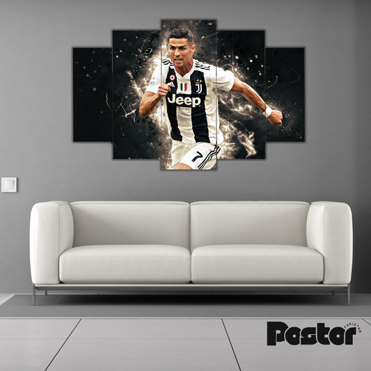 Cristiano Ronaldo 'Electric Charge' 5-Panel Canvas Art - #S008