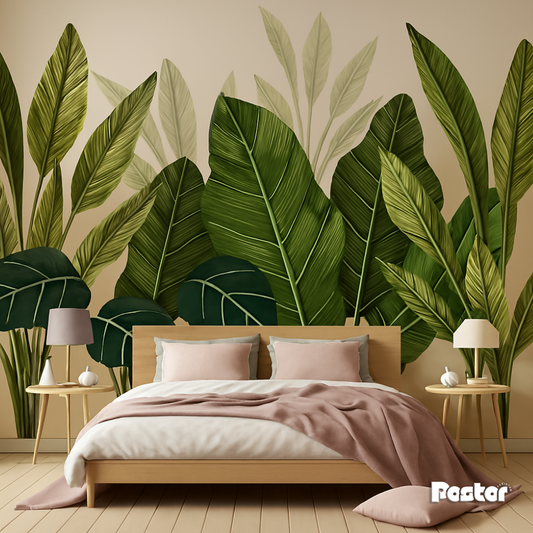 “Verdant Canopy” Tropical Leaf Wallpaper Mural - #W001