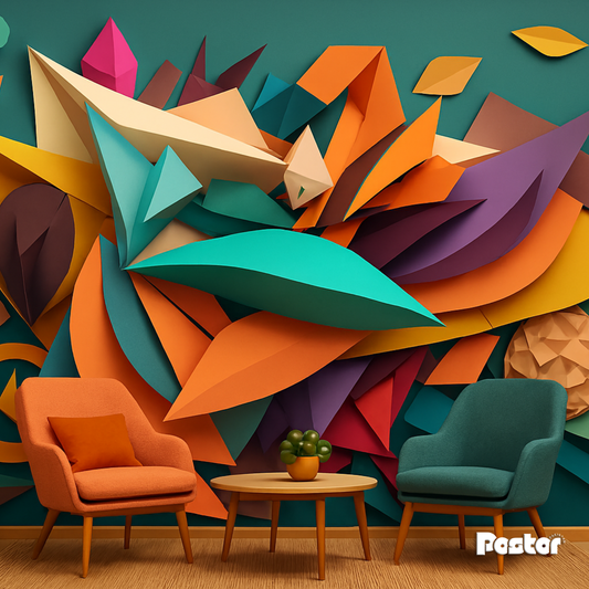 “Kinetic Bloom” Multicolor Abstract Wallpaper Mural - #W002