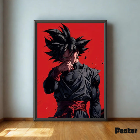 Goku Black on Red Background Framed Poster - #P081