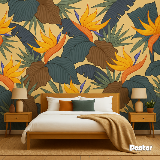 Colorful Abstract Jungle Leaf Wall Mural - Wallpaper - #W005
