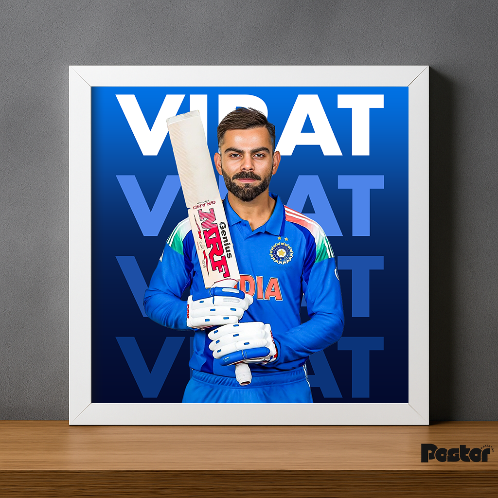 Virat Kohli Typography Framed Poster - #P104
