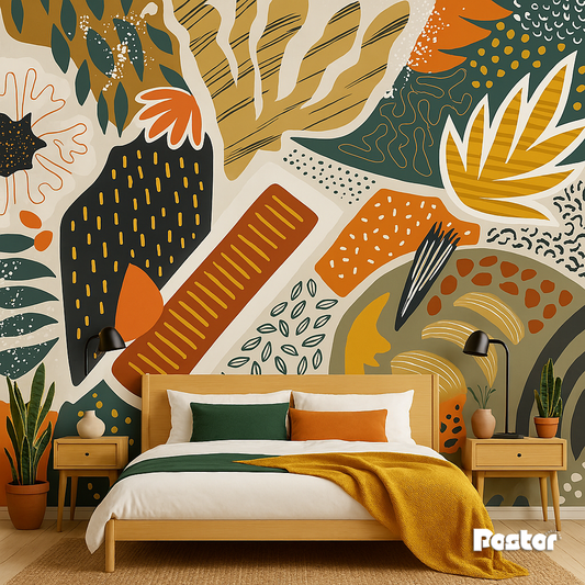 “Abstract Harmony” Modern Geometric Wallpaper Mural - #W007