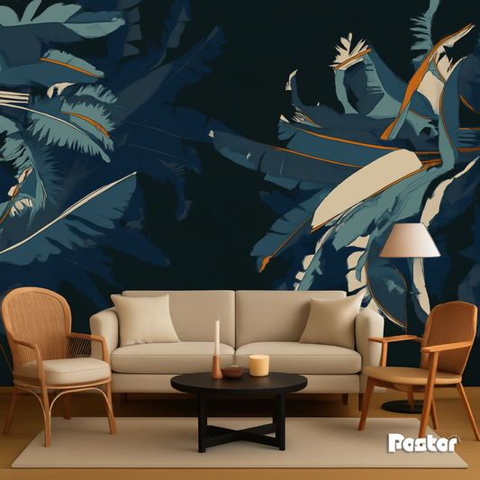 Luxury Midnight Jungle Wall Mural - Wallpaper - #W004