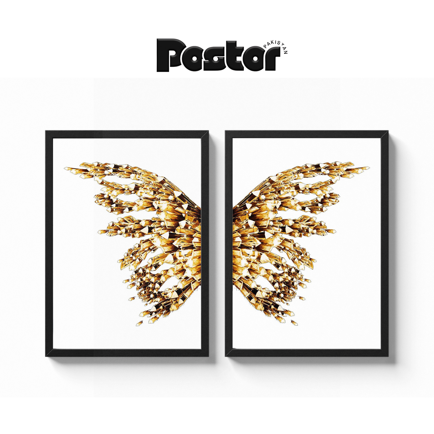 Golden Butterfly Wings 2-Piece Framed Poster Set - #P087