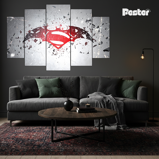 Batman v Superman 'Shattered Rivalry' 5-Panel Canvas Set #S011