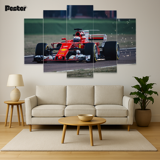 Ferrari F1 'Apex Speed' 5-Panel Canvas Race Art #S012