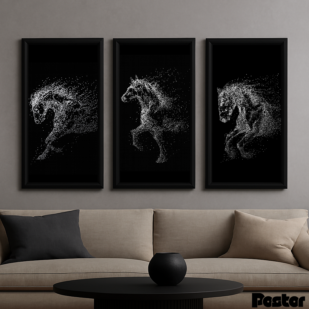 Trio of three Shining Horses - Set of 3 Frames #P108