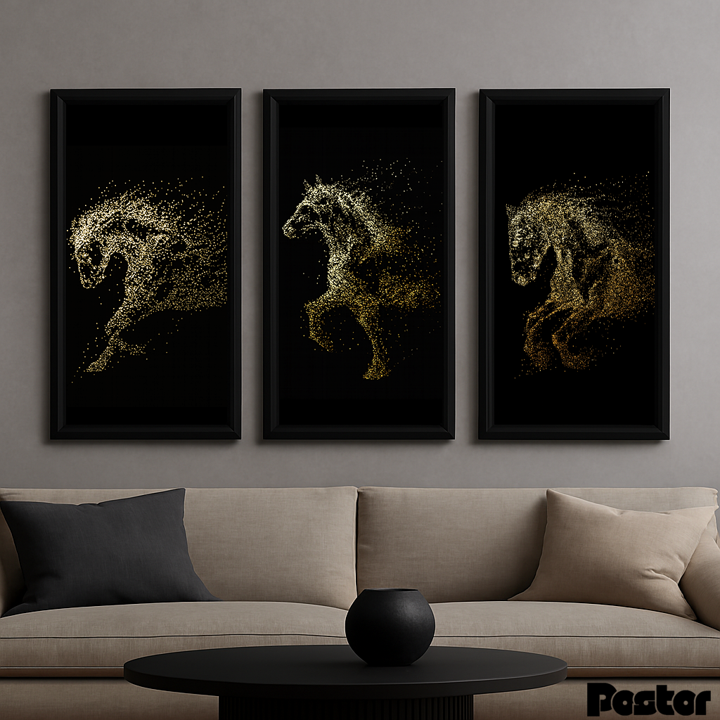 Trio of three Shining Horses - Set of 3 Frames #P108