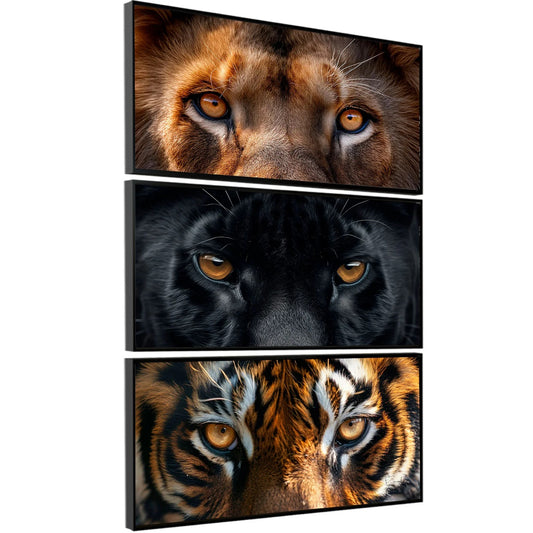 Big Lion, Black Panther and Tiger Eyes Framed Poster Set (3-Piece) - #P110