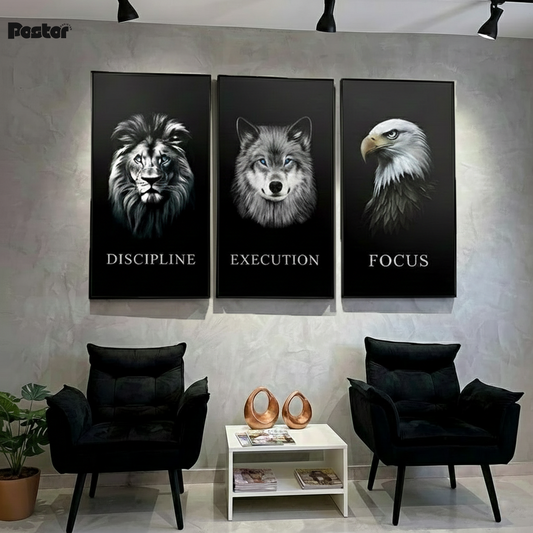 Motivational Wall Art | 3 Framed Animal Posters Set | #P037