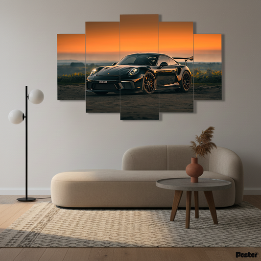 Porsche 911 GT3 RS 'Golden Horizon' 5-Panel Canvas Art #S026