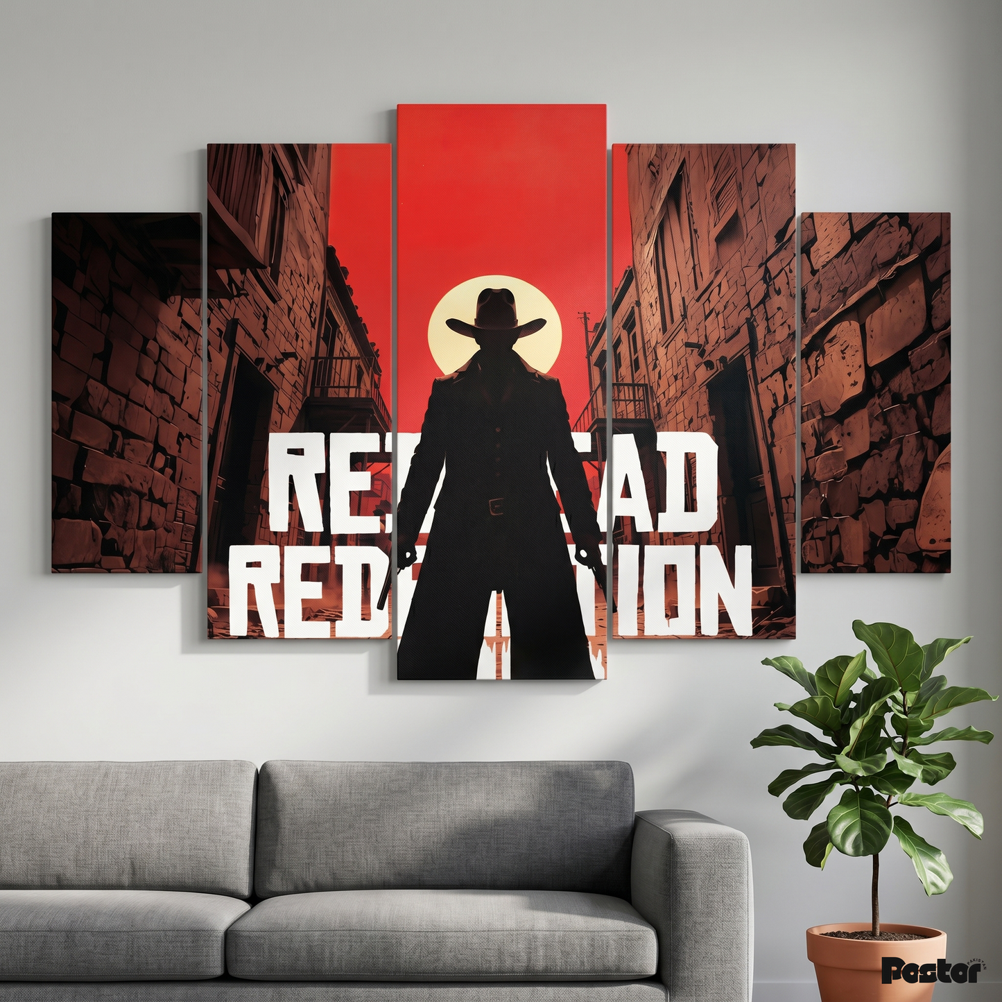 Red Dead Redemption 5-Panel Split Art