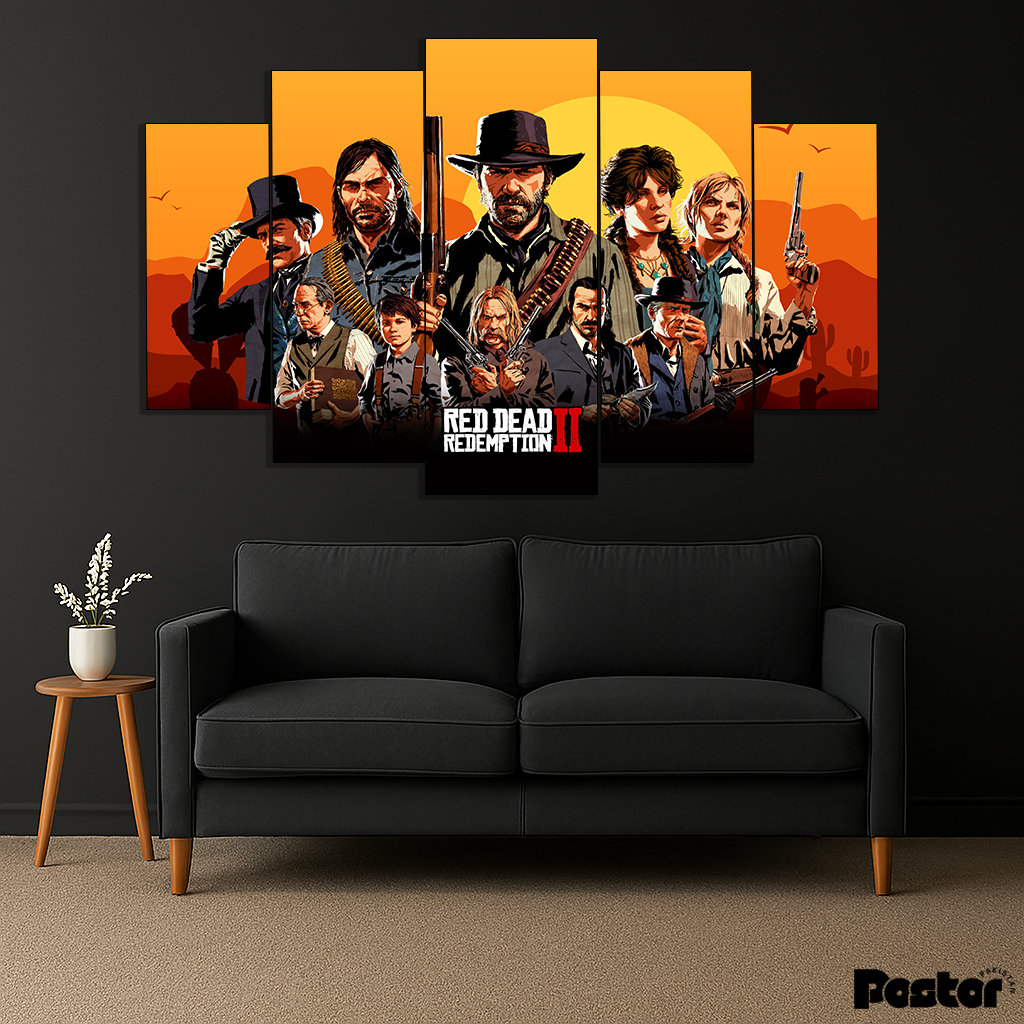 Red Dead Redemption 2 Iconic 5-Panel Split Canvas Art #S020