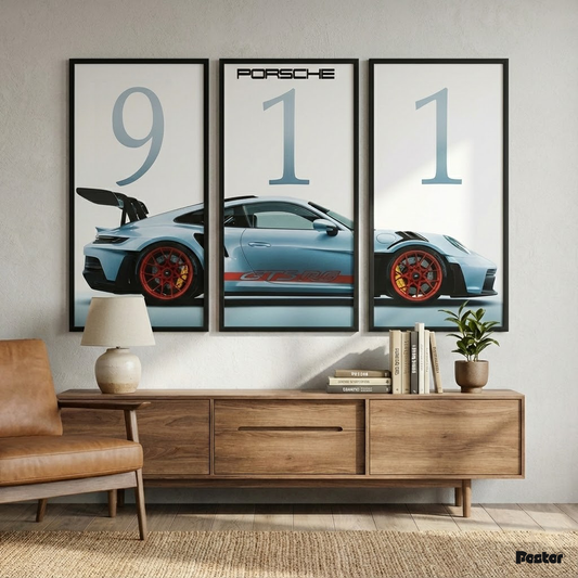 Porsche 911 'Legacy Silhouette' 3-Panel Framed Art Set #P129